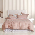 Vintage Washed Microfibre Quilt Cover Set - Pink