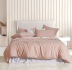Vintage Washed Microfibre Quilt Cover Set - Pink