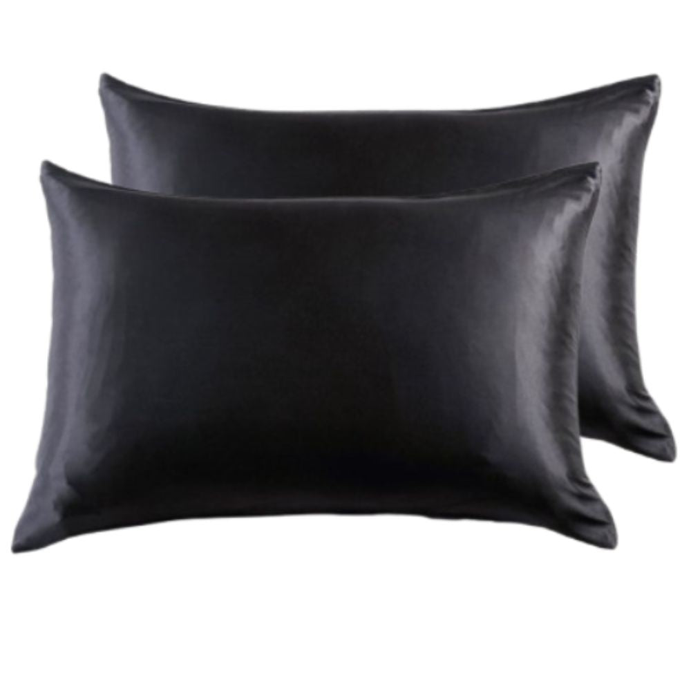 100% Mulberry Silk Pillowcase - Twin-Pack - Black