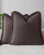 Linen-Look Cushion Covers - Twin-Pack - Brown, 45cm x 45cm