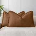 Linen-Look Cushion Covers - Twin-Pack - Cinnamon, 30cm x 50cm