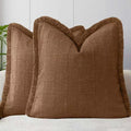 Linen-Look Cushion Covers - Twin-Pack - Cinnamon, 45cm x 45cm