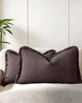 Linen-Look Cushion Covers - Twin-Pack - Brown, 30cm x 50cm