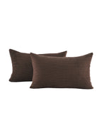Corduroy Velvet Cushion Covers - Pack of 2 - Brown, 30cm x 50cm