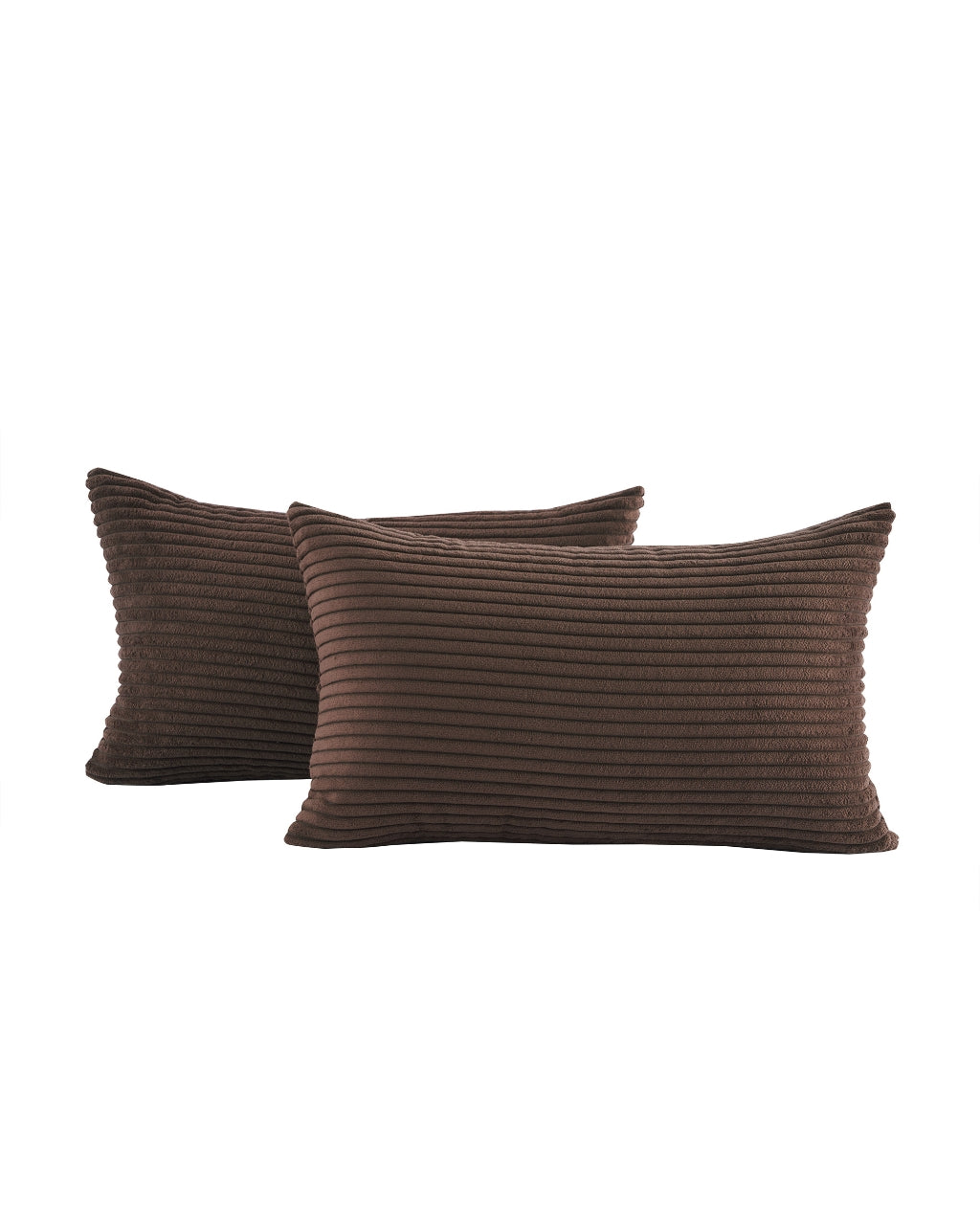 Corduroy Velvet Cushion Covers - Pack of 2 - Brown, 30cm x 50cm