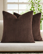 Corduroy Velvet Cushion Covers - Pack of 2 - Brown, 45cm x 45cm