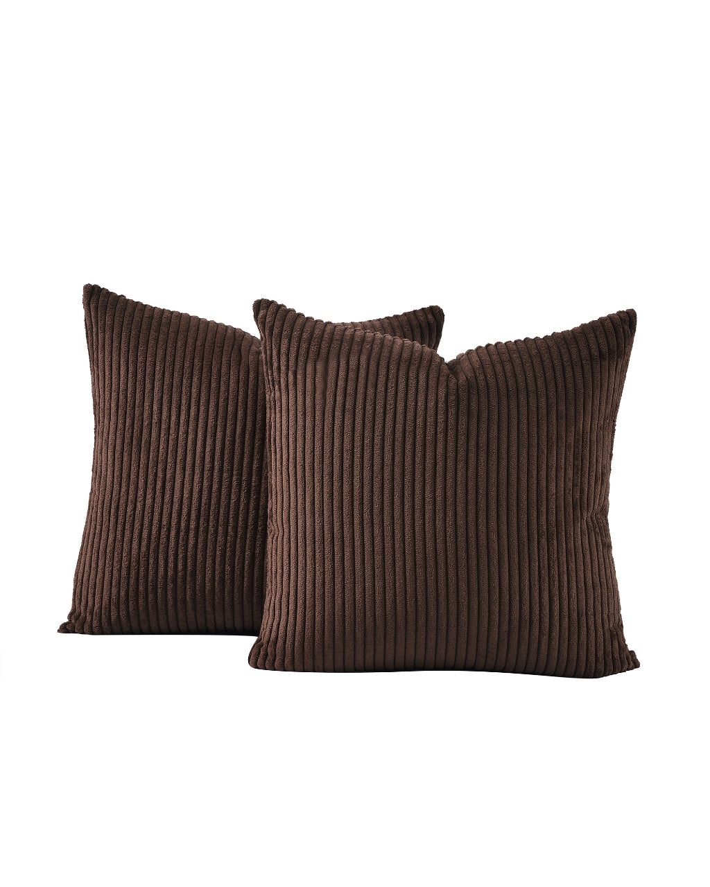 Corduroy Velvet Cushion Covers - Pack of 2 - Brown, 45cm x 45cm