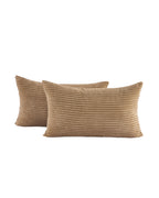 Corduroy Velvet Cushion Covers - Pack of 2 - Camel, 30cm x 50cm