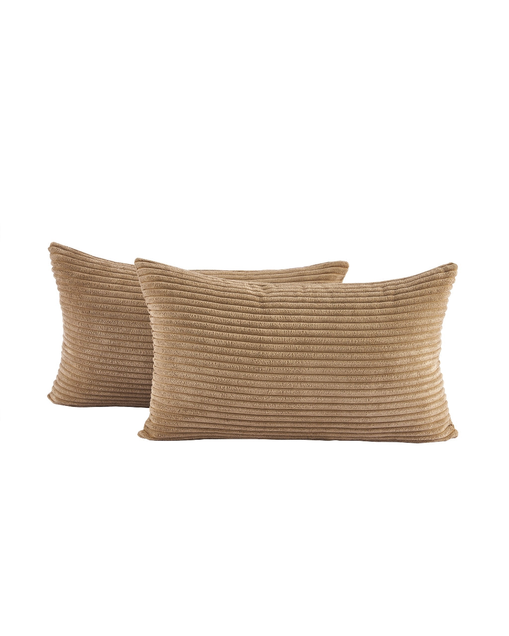 Corduroy Velvet Cushion Covers - Pack of 2 - Camel, 30cm x 50cm