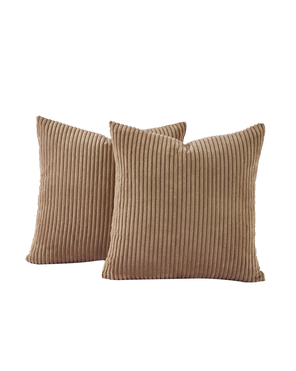 Corduroy Velvet Cushion Covers - Pack of 2 - Camel, 45cm x 45cm