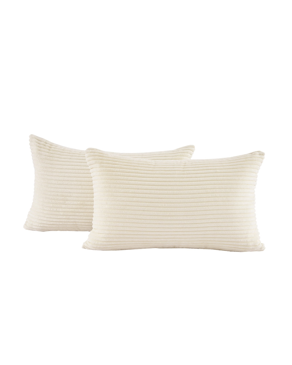 Corduroy Velvet Cushion Covers - Pack of 2 - Cream, 30cm x 50cm
