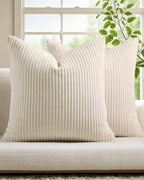 Corduroy Velvet Cushion Covers - Pack of 2 - Cream, 45cm x 45cm