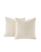 Corduroy Velvet Cushion Covers - Pack of 2 - Cream, 45cm x 45cm
