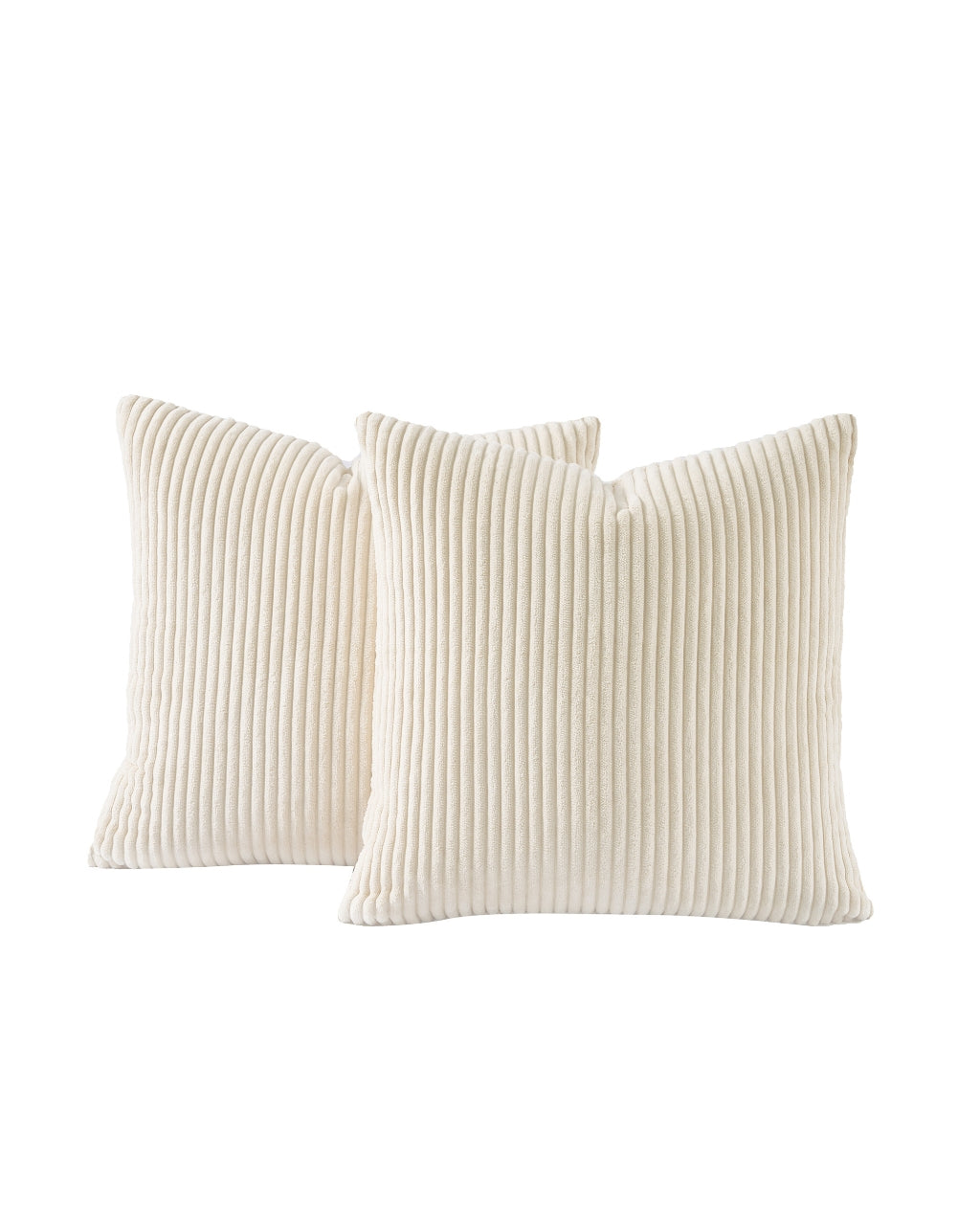 Corduroy Velvet Cushion Covers - Pack of 2 - Cream, 45cm x 45cm