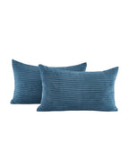 Corduroy Velvet Cushion Covers - Pack of 2 - Denim, 30cm x 50cm