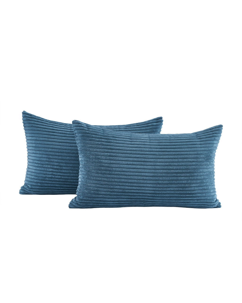 Corduroy Velvet Cushion Covers - Pack of 2 - Denim, 30cm x 50cm