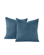 Corduroy Velvet Cushion Covers - Pack of 2 - Denim, 45cm x 45cm