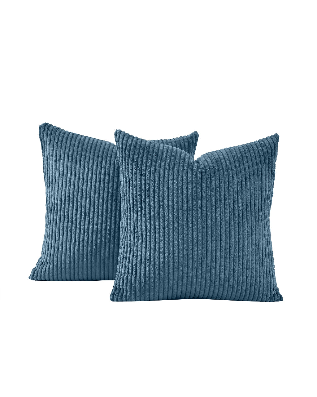 Corduroy Velvet Cushion Covers - Pack of 2 - Denim, 45cm x 45cm
