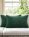 Corduroy Velvet Cushion Covers - Pack of 2 - Forest, 30cm x 50cm