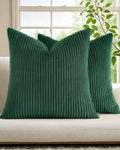 Corduroy Velvet Cushion Covers - Pack of 2 - Forest, 45cm x 45cm