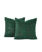 Corduroy Velvet Cushion Covers - Pack of 2 - Forest, 45cm x 45cm