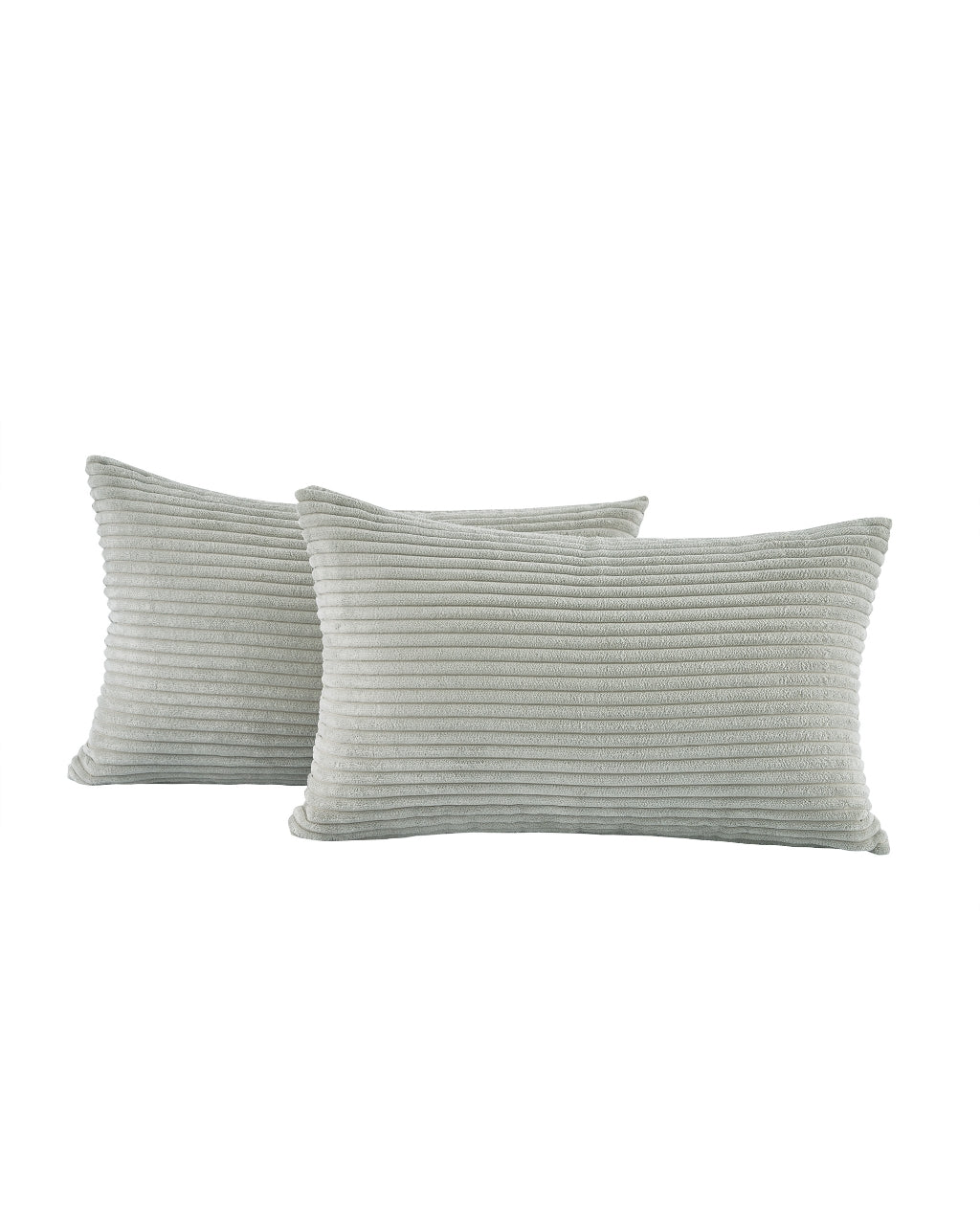 Corduroy Velvet Cushion Covers - Pack of 2 - Light Grey, 30cm x 50cm