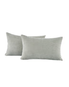 Corduroy Velvet Cushion Covers - Pack of 2 - Light Grey, 30cm x 50cm