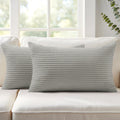 Corduroy Velvet Cushion Covers - Pack of 2 - Light Grey, 30cm x 50cm