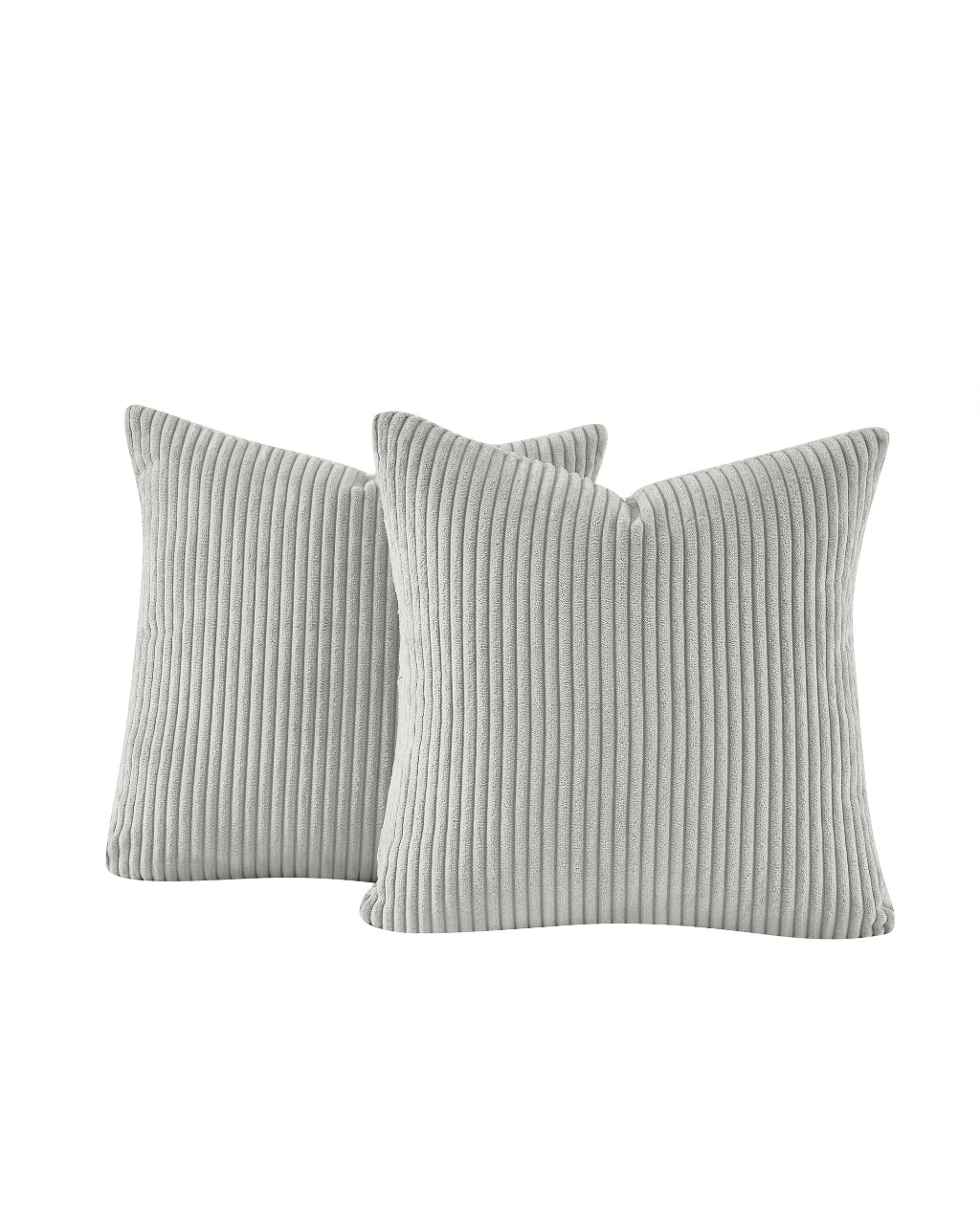 Corduroy Velvet Cushion Covers - Pack of 2 - Light Grey, 45cm x 45cm