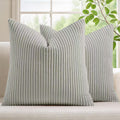 Corduroy Velvet Cushion Covers - Pack of 2 - Light Grey, 45cm x 45cm