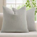 Corduroy Velvet Cushion Covers - Pack of 2 - Light Grey, 45cm x 45cm