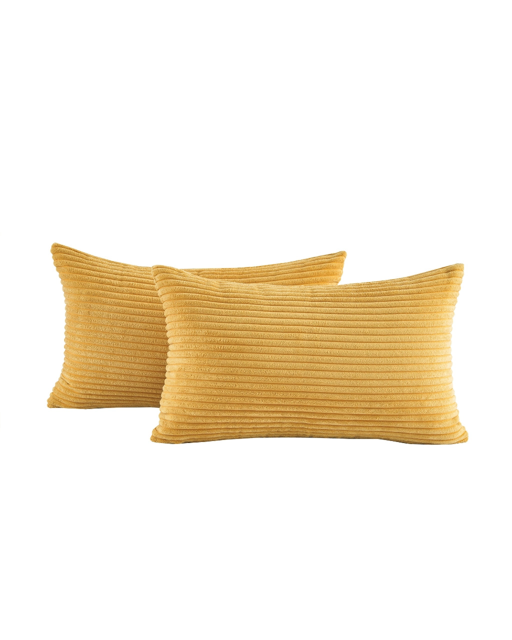 Corduroy Velvet Cushion Covers - Pack of 2 - Mustard, 30cm x 50cm