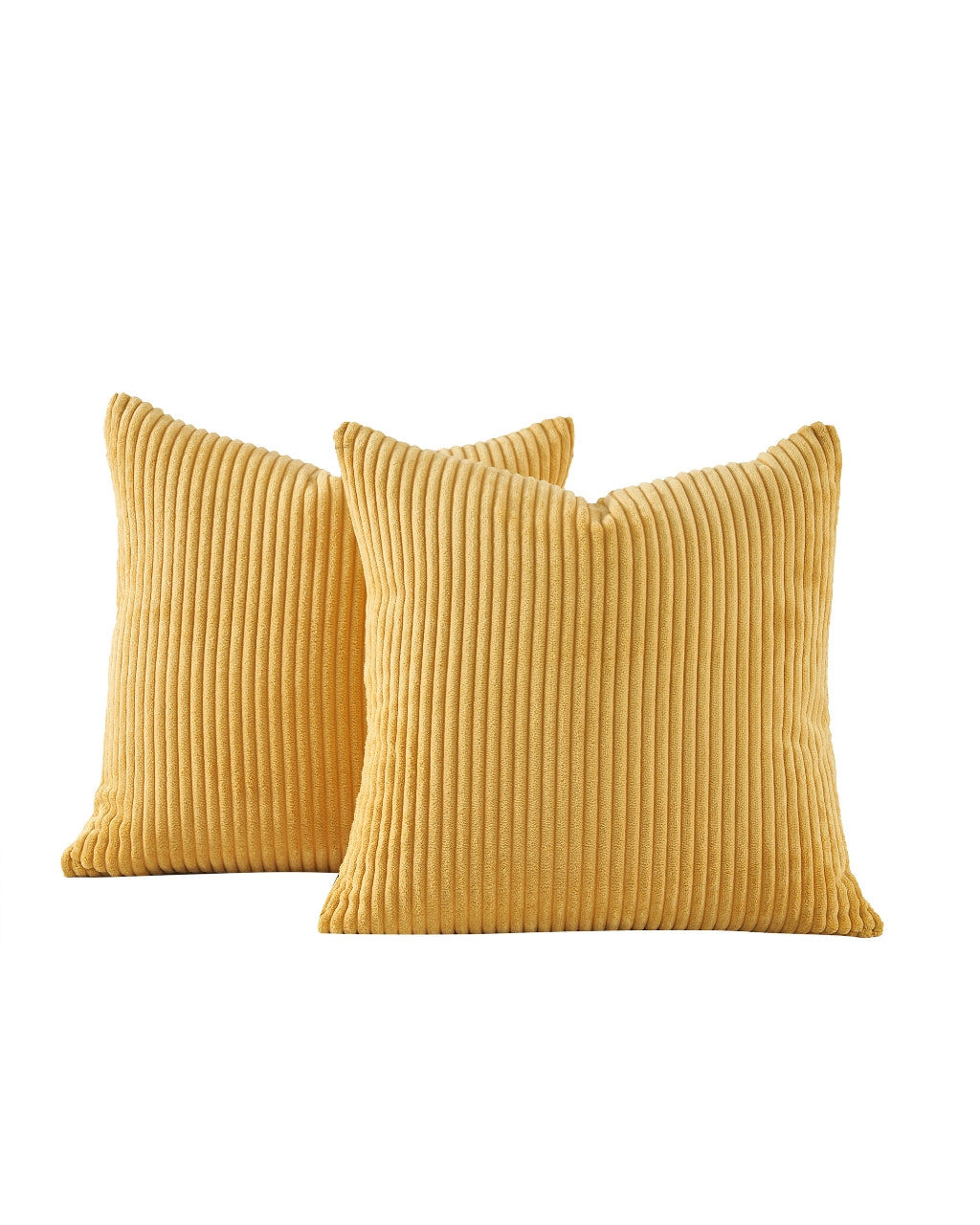 Corduroy Velvet Cushion Covers - Pack of 2 - Mustard, 45cm x 45cm