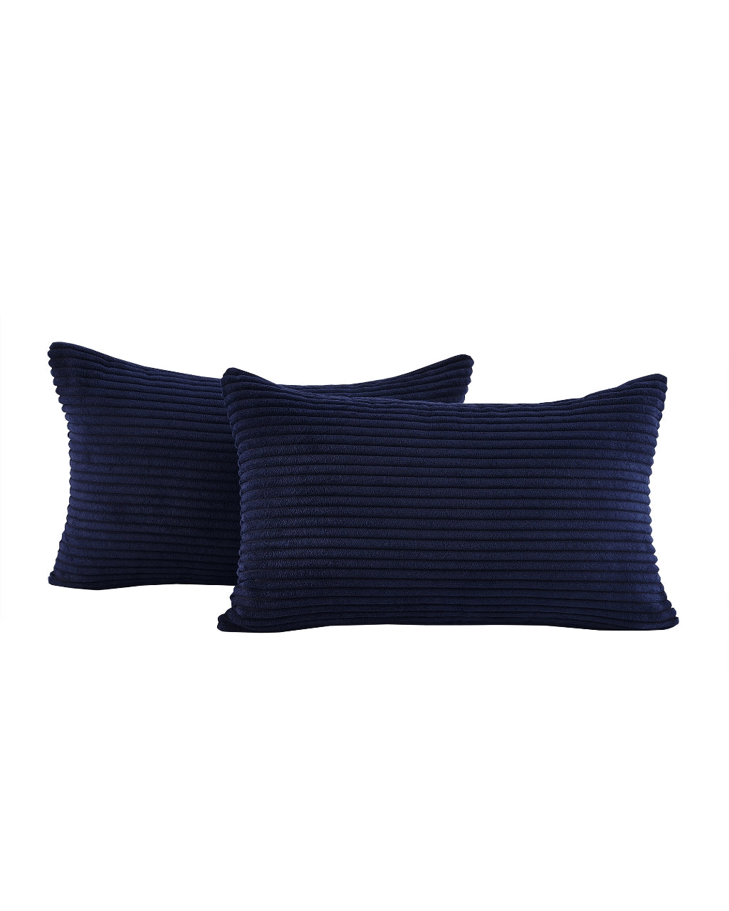 Corduroy Velvet Cushion Covers - Pack of 2 - Navy Blue, 30cm x 50cm