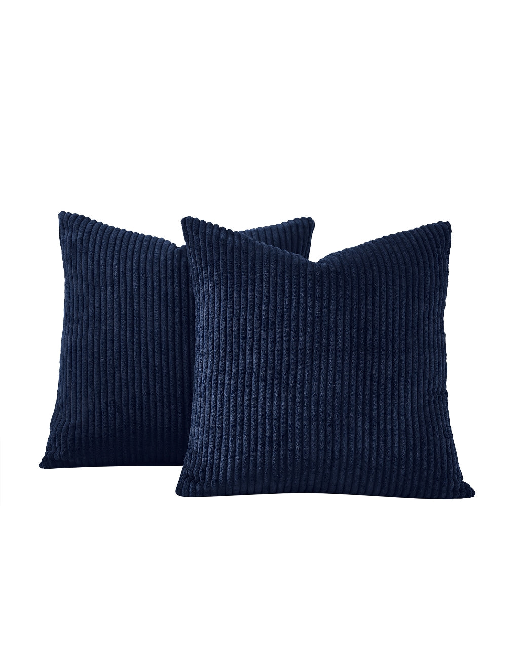 Corduroy Velvet European Pillowcases - Pack of 2 - Navy Blue, 65cm x 65cm