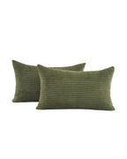 Corduroy Velvet Cushion Covers - Pack of 2 - Olive, 30cm x 50cm