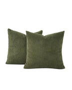 Corduroy Velvet Cushion Covers - Pack of 2 - Olive, 45cm x 45cm
