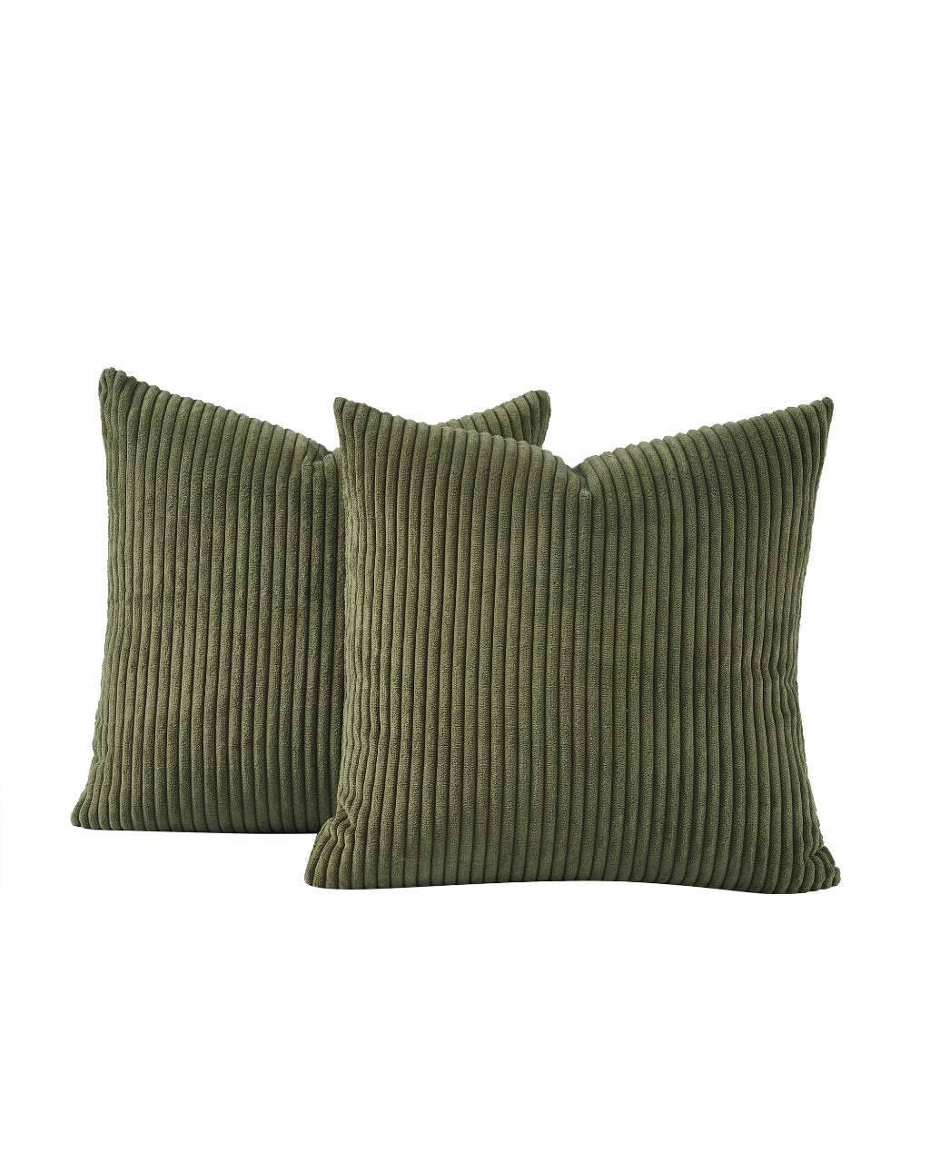 Corduroy Velvet Cushion Covers - Pack of 2 - Olive, 45cm x 45cm