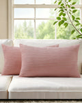 Corduroy Velvet Cushion Covers - Pack of 2 - Pink, 30cm x 50cm