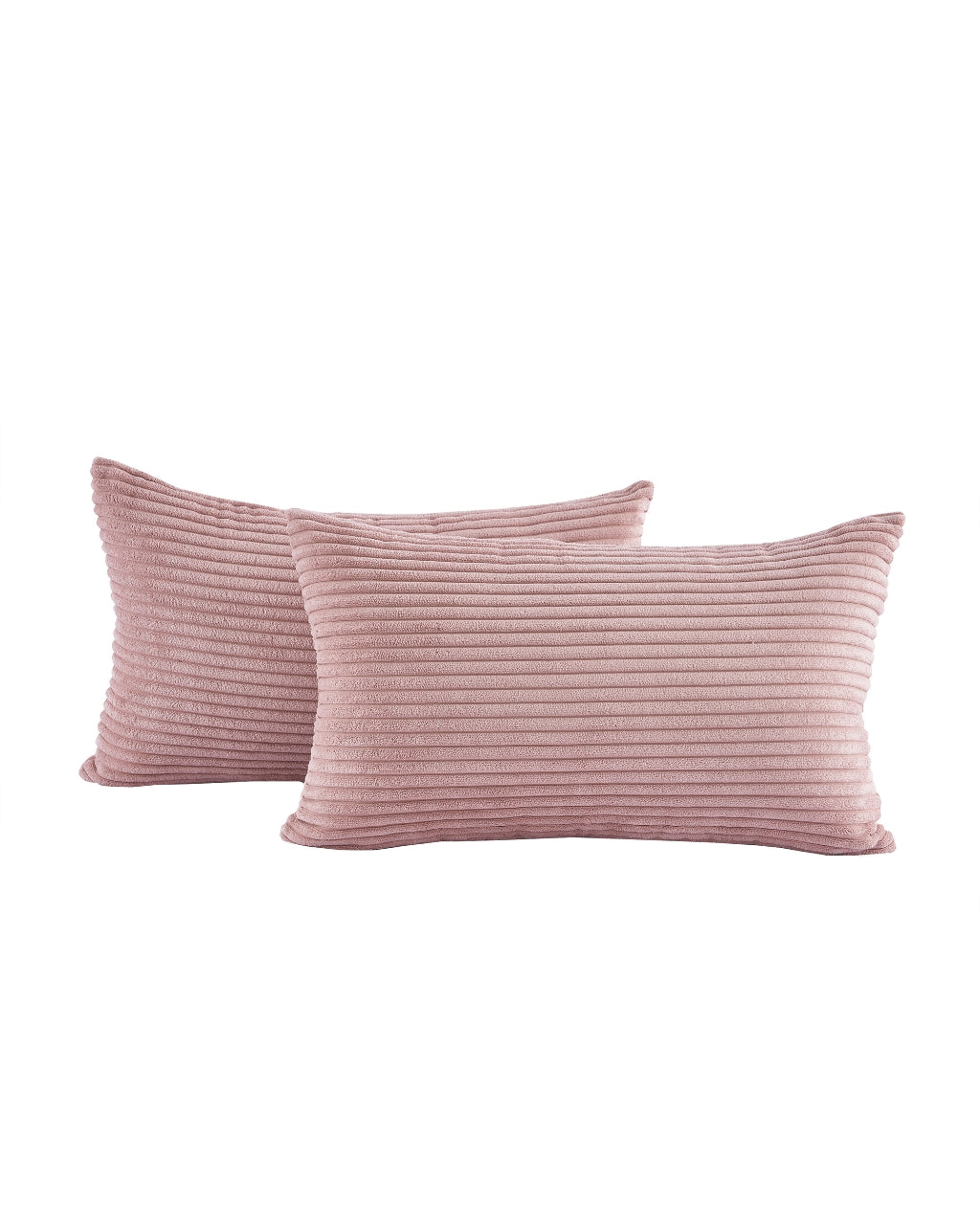 Corduroy Velvet Cushion Covers - Pack of 2 - Pink, 30cm x 50cm