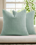 Corduroy Velvet Cushion Covers - Pack of 2 - Seafoam, 45cm x 45cm