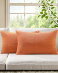Corduroy Velvet Cushion Covers - Pack of 2 - Terracotta, 30cm x 50cm