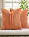 Corduroy Velvet Cushion Covers - Pack of 2 - Terracotta, 45cm x 45cm