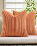 Corduroy Velvet Cushion Covers - Pack of 2 - Terracotta, 45cm x 45cm
