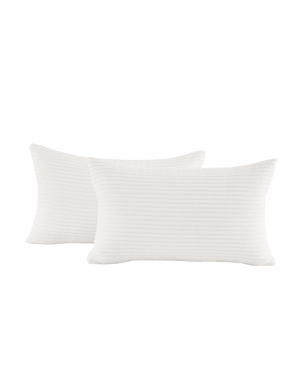 Corduroy Velvet Cushion Covers - Pack of 2 - White, 30cm x 50cm