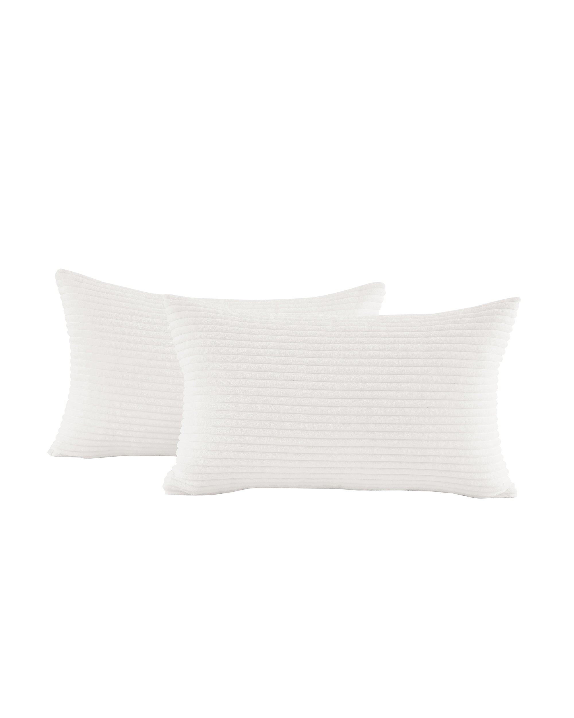 Corduroy Velvet Cushion Covers - Pack of 2 - White, 30cm x 50cm