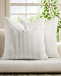 Corduroy Velvet European Pillowcases - Pack of 2 - White, 65cm x 65cm