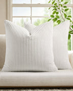 Corduroy Velvet European Pillowcases - Pack of 2 - White, 65cm x 65cm