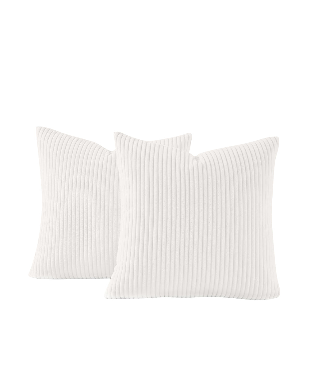 Corduroy Velvet European Pillowcases - Pack of 2 - White, 65cm x 65cm