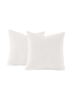 Corduroy Velvet European Pillowcases - Pack of 2 - White, 65cm x 65cm